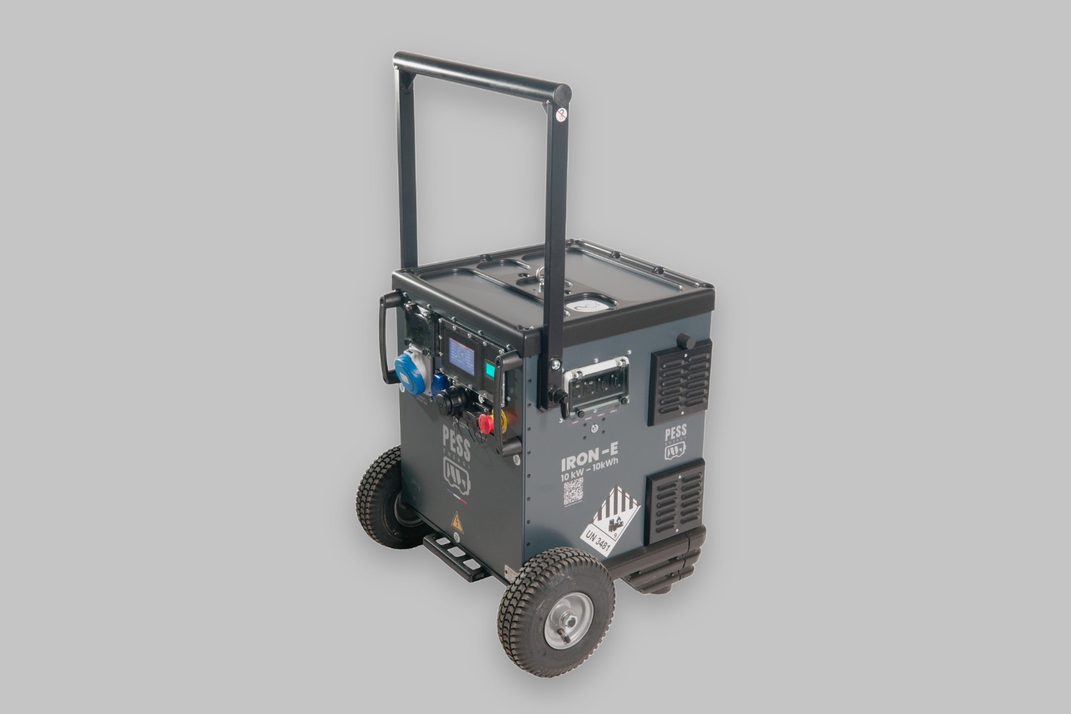 IRON-E all-terrain battery generator, 3/4 front view